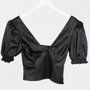 ASOS black satin top with bust cup detail | size 10